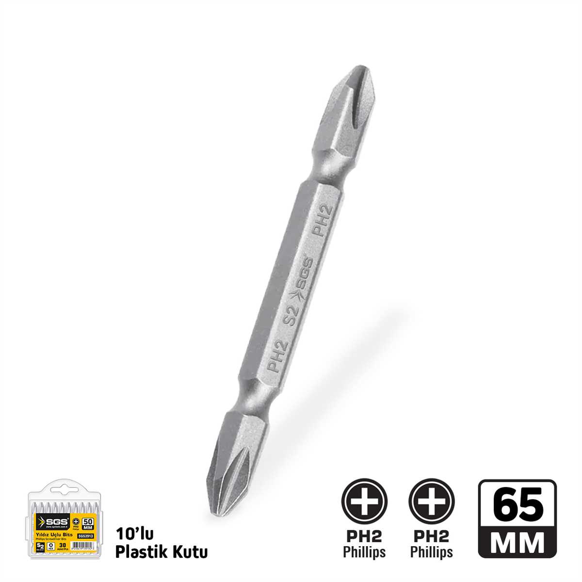 ÇİFT YÖNLÜ BİTS UÇ PH2/PH2*65mm Sand-Pro Series